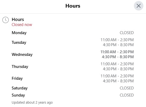 Carolina Buffet Hours
